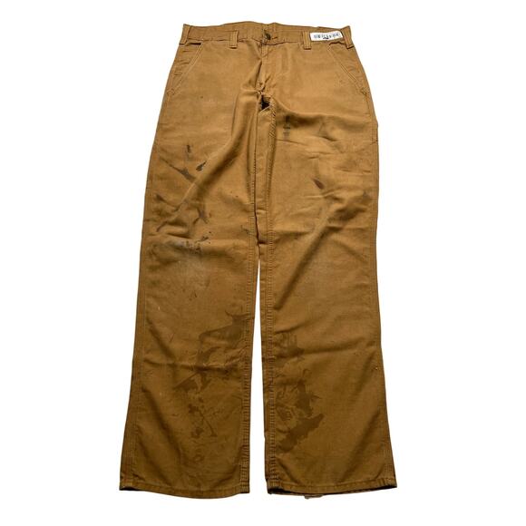 Carhartt Jeans Mens 32x31 Brown Carpenter Utility Work Dungaree Fit Y2K Distress - Picture 2 of 9